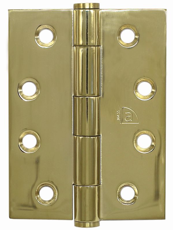 Superior Brass Butt Hinge Fixed Pin inc screws PVD PB 100x75x2.5mm