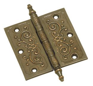 Superior Brass Decorated Hinge per 2 ATQ 100x100mm