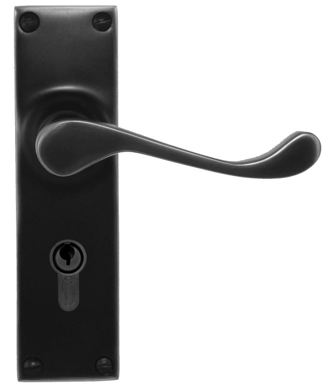 Superior Brass Lever Lock Entrance Set (CC 47.6mm) Black 150x42mm