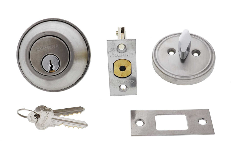 Carbine ALB series Single Cylinder and Turn Deadbolt, 60-70mm backset, TES5 Keyed to Differ , Boxed, Satin Stainless Steel