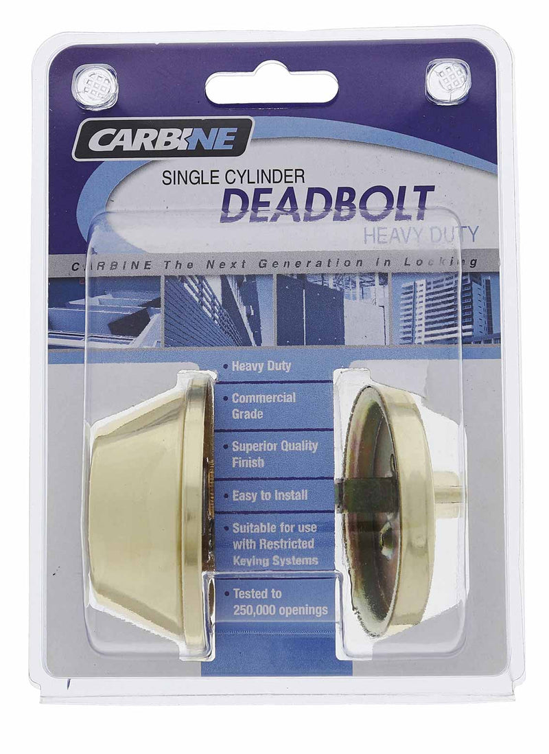 Carbine ALB series Single Cylinder and Turn Deadbolt, 60mm backset, C4 Keyed to Differ , Display Pack, Polished Brass