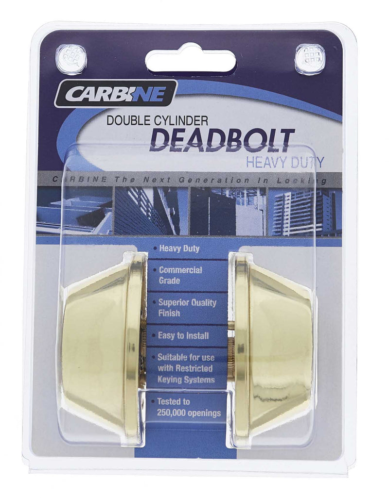 Carbine ALB series Double Cylinder Deadbolt, 60-70mm backset, C4 Keyed to Differ , Display Pack, Polished Brass