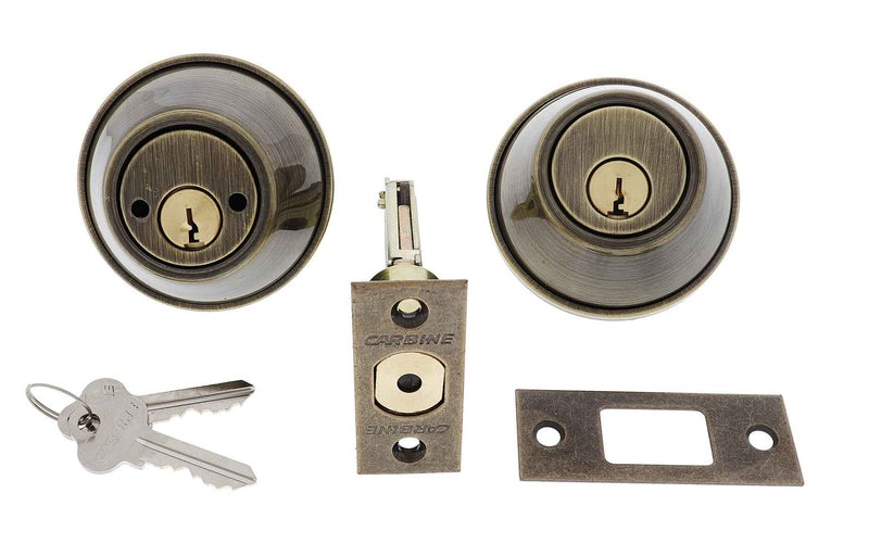 Carbine ALB series Double Cylinder Deadbolt, 60mm backset, C4 Keyed to Differ , Boxed, Antique Brass