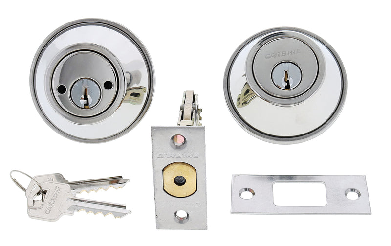 Carbine ALB series Double Cylinder Deadbolt, 60-70mm backset, TES5 Keyed to Differ , Boxed, Chrome Plate