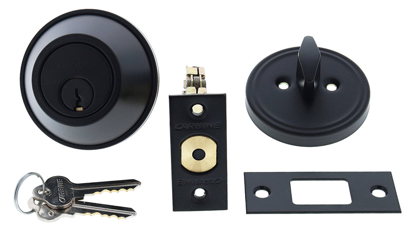 Carbine ALB series Single Cylinder and Turn Deadbolt, 60-70mm backset, C4 Keyed to Differ , Boxed, Matte Black