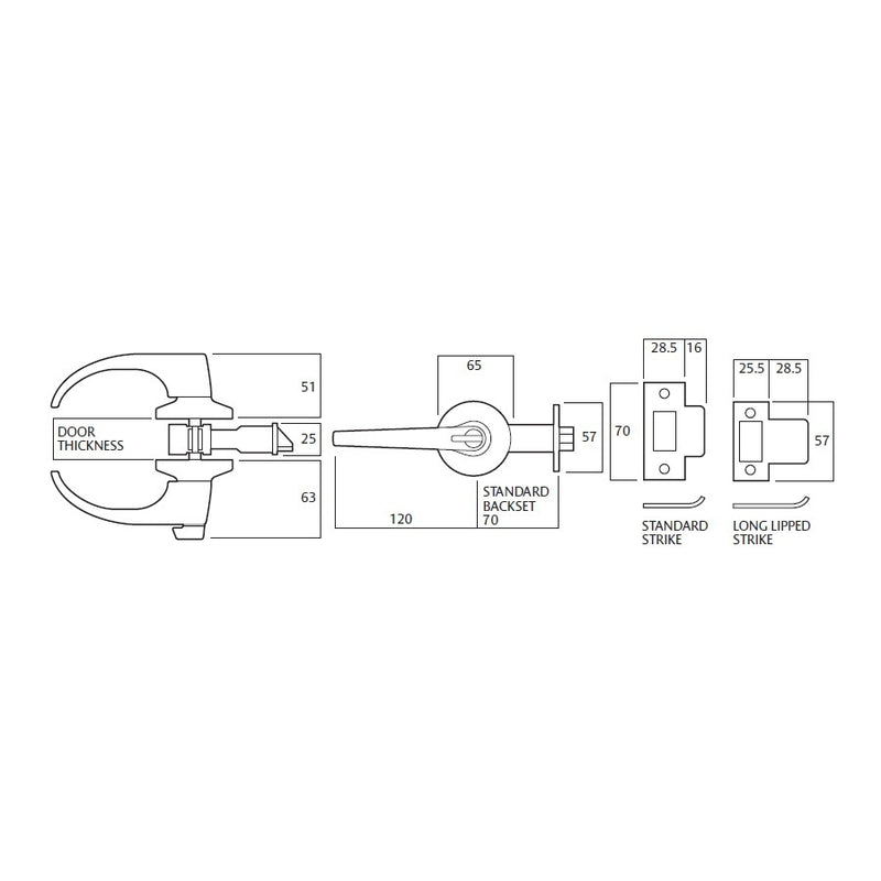 LOCKWOOD DOOR LEVER PASSAGE SET COMMERCIAL GRADE FIRE RATED SATIN CHROME 931SC