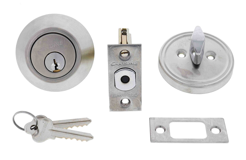 Carbine LB Residential Series Standard Cylinder and Turn Deadbolt, 60-70mm backset, C4 Keyed Alike GROUPS OF 3, Boxed, Satin Stainless Steel