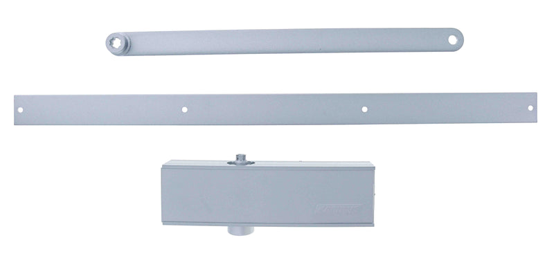 Carbine CDC-5 Radius EN2-6 40kg - 100kg door closer, Silver, with Backcheck, delayed action and slide rail arm