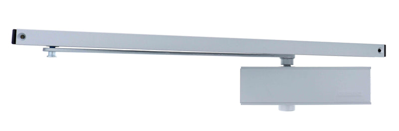 Carbine CDC-5 Radius EN2-6 40kg - 100kg door closer, Silver, with Backcheck, delayed action and slide rail arm