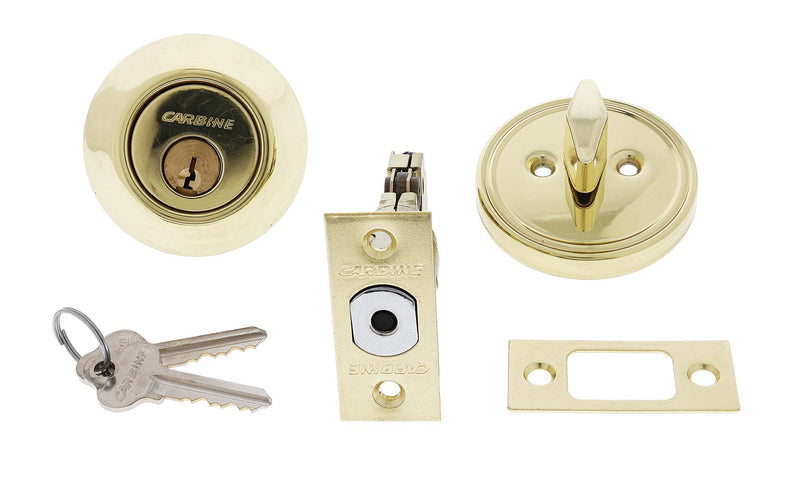 Carbine LB Residential Series Standard Cylinder and Turn Deadbolt, 60-70mm backset, C4 Keyed to Differ , Display Pack, Polished Brass