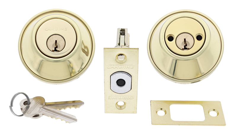 Carbine LB Residential Series Standard Double Cylinder Deadbolt, 60-70mm backset, C4 Keyed to Differ , Boxed, Polished Brass