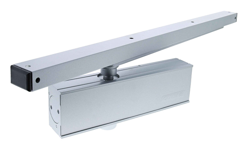 Carbine CDC-3 Radius EN2-4 40kg - 80kg door closer, Silver, with Backcheck and slide rail arm