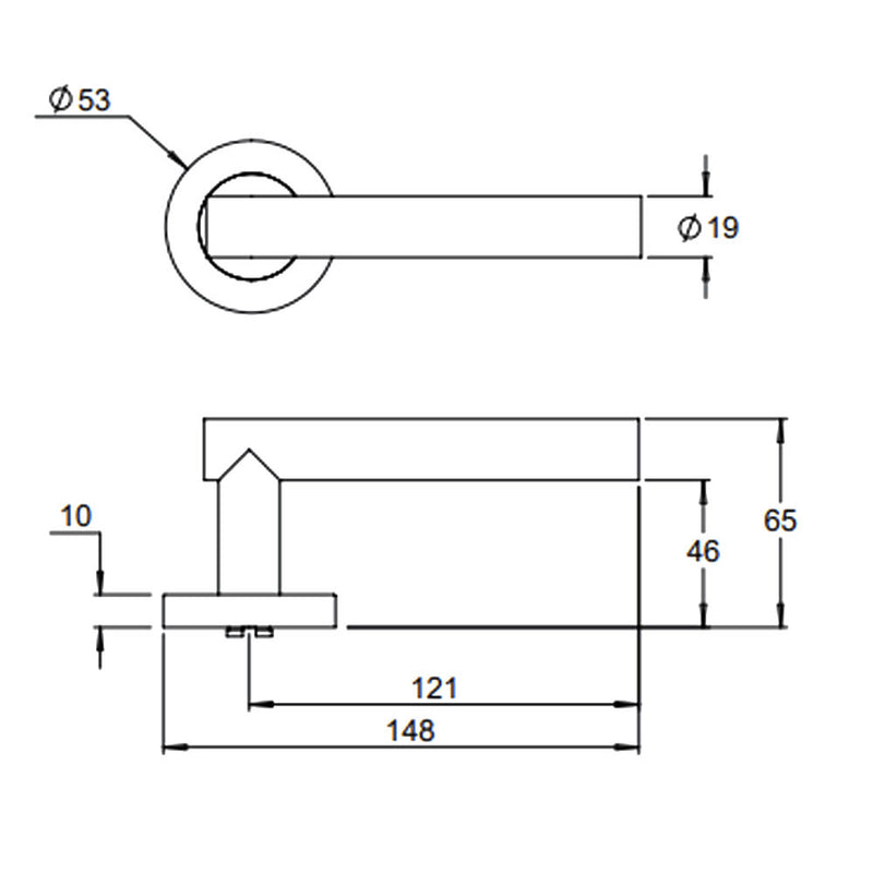 Dormakaba 4300/55T Urban Lever Door Handle on Round Rose