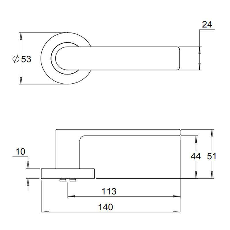 DORMAKABA 8300/14PV VISION DOOR LEVER HANDLE ON ROUND ROSE PRIVACY