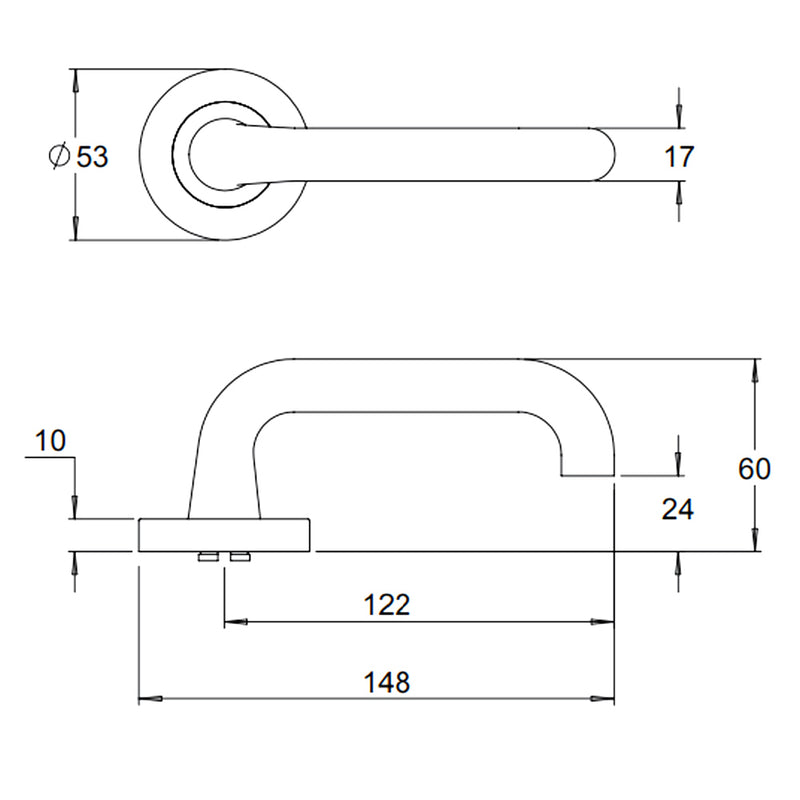 DORMAKABA 8300/18 VISION DOOR LEVER HANDLE ON ROUND ROSE PASSAGE - CUSTOMISE TO YOUR NEED