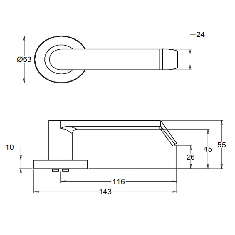 DORMAKABA 8300/24 VISION DOOR LEVER HANDLE ON ROUND ROSE PASSAGE