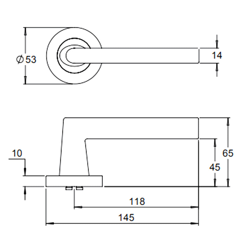 DORMAKABA 8300/8 VISION DOOR LEVER HANDLE ON ROUND ROSE PASSAGE - CUSTOMISE TO YOUR NEED