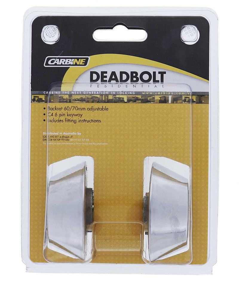 Carbine LB Residential Series Standard Double Cylinder Deadbolt, 60-70mm backset, C4 Keyed Alike RANDOM, Display Pack, Chrome Plate