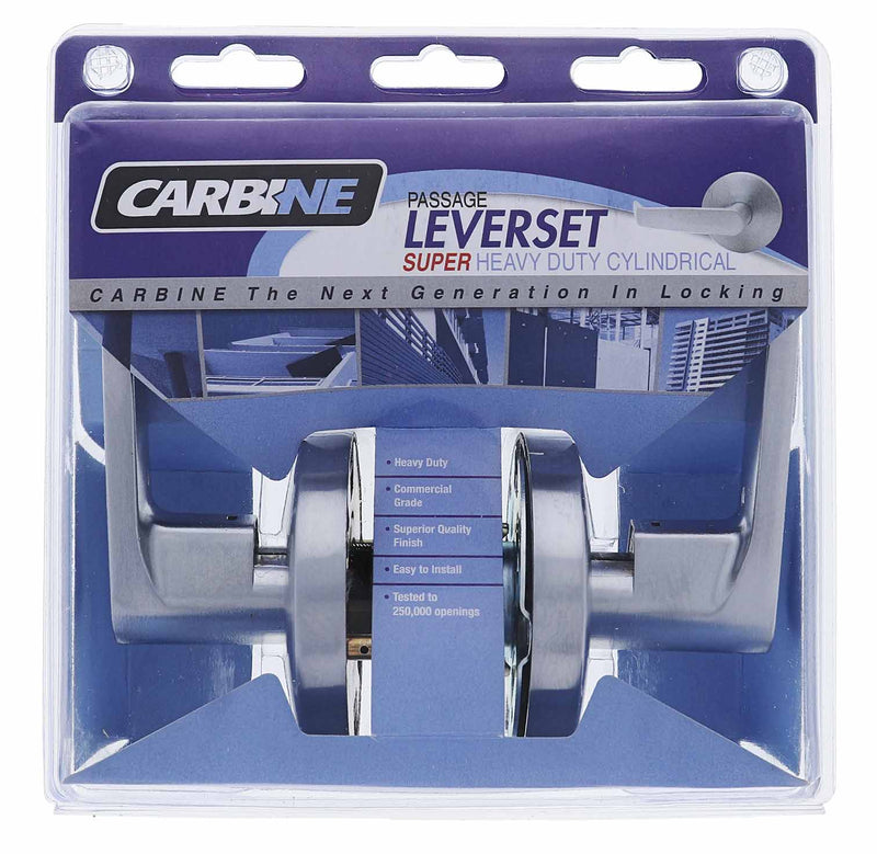 Carbine Doncaster 7000 Cylindrical Passage set, Standard Lever, 70mm backset,  , Display Pack, Brushed Satin Chrome