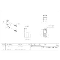 EMRO 310CPPP OVAL TUBE END SUPPORT POLYPACK CHROME 15MMX30MM PAIR