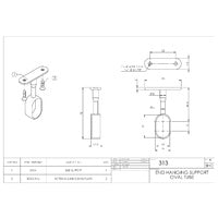 EMRO 313CPPP OVAL TUBE END HANGING SUPPORT POLYPACK CHROME 15MM X 30MM PAIR