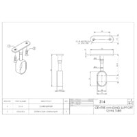 EMRO OVAL TUBE CENTRE HANGING SUPPORT POLYPACK 15MMX30MM CHROME 314CPPP