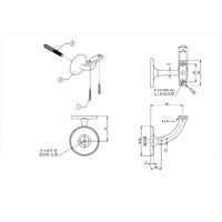 EMRO 442 STAIR HAND RAIL BRACKET CENTRE CONCEALED FIX 60MM - AVAILABLE IN VARIOUS FINISHES