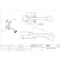 EMRO DOOR HOLDER SWING DOWN MOUNTED TYPE SATIN 50022