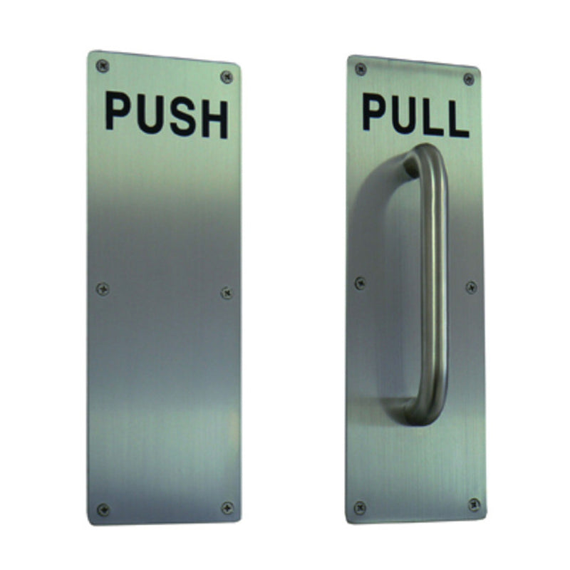 EMRO DOOR PUSH PULL PLATE W/ HANDLE 300X100X1.5MM STAINLESS STEEL C12222/C12223