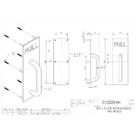 EMRO C12222NH PULL PLATE WITH HANDLE - NO HOLES SATIN STAINLESS STEEL