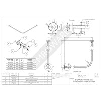 EMRO SC1200 SHOWER CURTAIN RAIL POLISHED STAINLESS STEEL 1200X1200X19MM