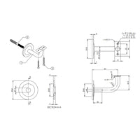 EMRO EXTENDED CONCEALED FLAT TOP BRACKET 80MM EXTENSION - AVAILABLE IN BRUSHED AND POLISHED STAINLESS STEEL