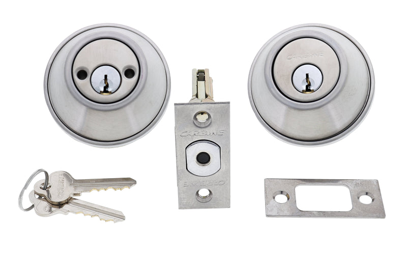 Carbine LB Residential Series Standard Double Cylinder Deadbolt, 60-70mm backset, C4 Keyed to Differ , Boxed, Satin Stainless Steel