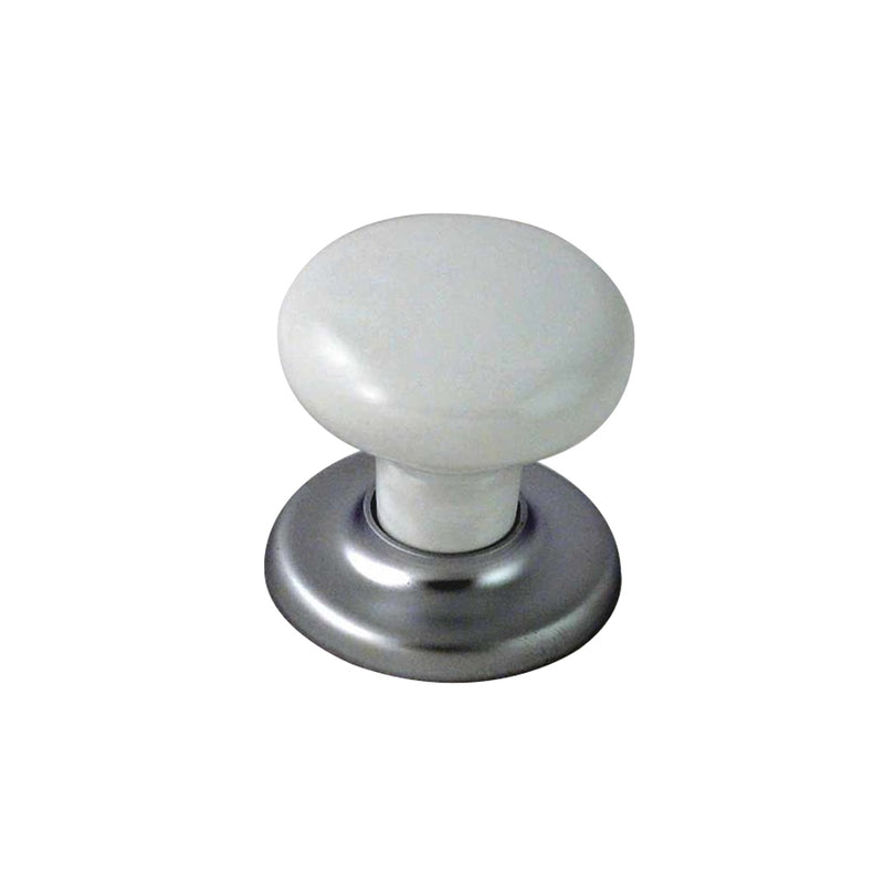 NIDUS CORONA CUPBOARD KNOB WHITE WITH SATIN CHROME BACKPLATE CCKWHSC