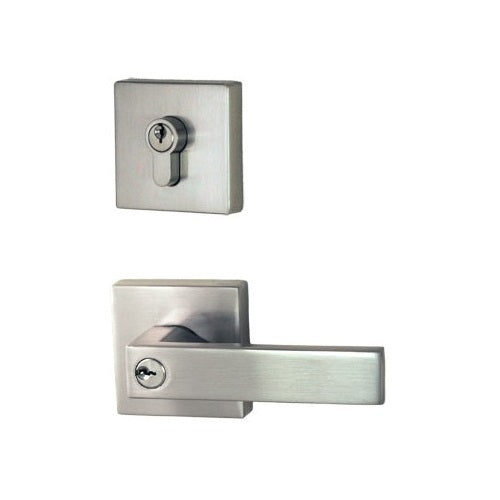 NIDUS DOOR HANDLE LONSDALE COMBO ENTRANCE LEVER SET EUROBOLT SQUARE BRUSH NICKEL