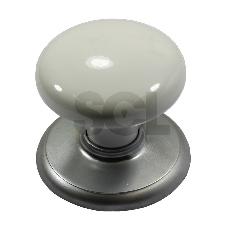 NIDUS CORONA WARDROBE KNOB WHITE WITH SATIN CHROME BACKPLATE CWKWHSC