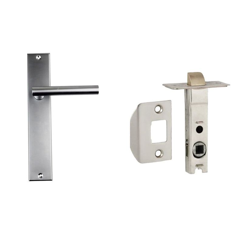 NIDUS DOMICI DOOR HANDLE LEVER ON LONGPLATE PASSAGE SET LEFT HAND SATIN CHROME LP-DOM-PAS-LH-SC