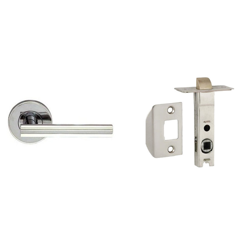 NIDUS DOMICI DOOR HANDLE LEVER ON ROSE PASSAGE SET POLISHED CHROME MDOMPASCP