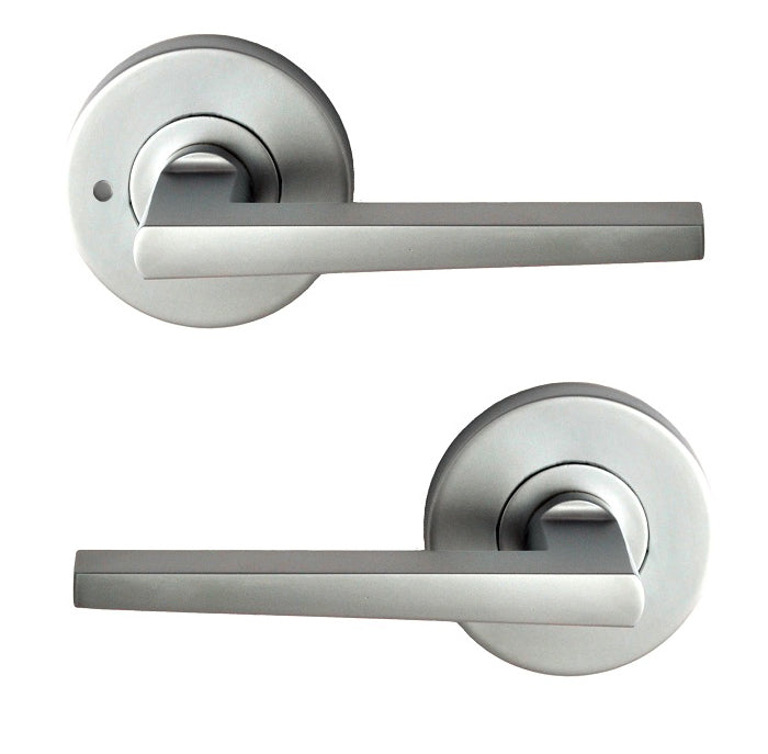 NIDUS DOOR HANDLE MEDITERRANEAN MARINO PRIVACY LEVER SET SATIN CHROME MMARPRISC