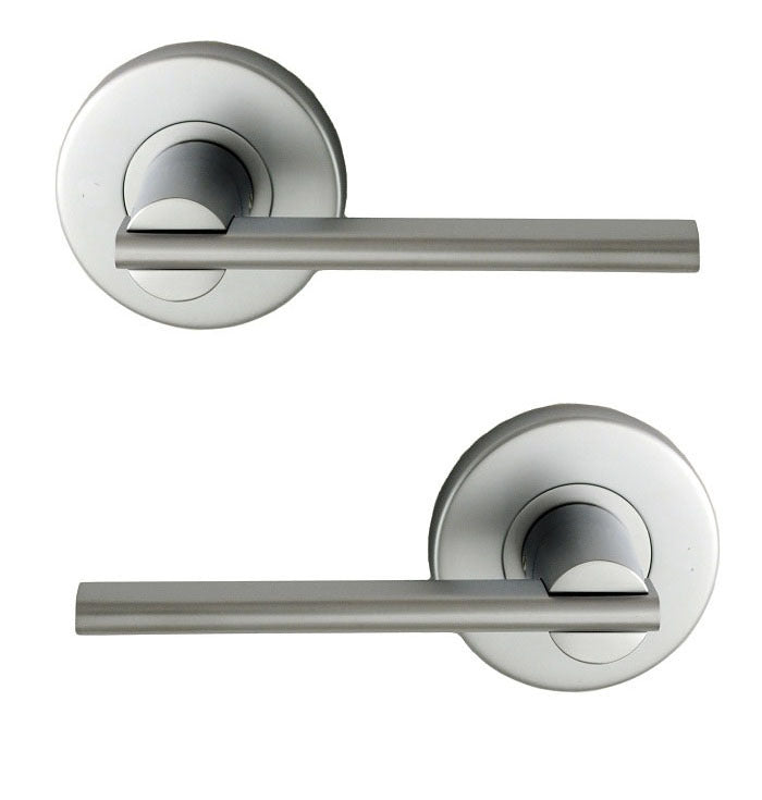 NIDUS DOOR HANDLE MEDITERRANEAN METRO PASSAGE LEVER SET SATIN CHROME