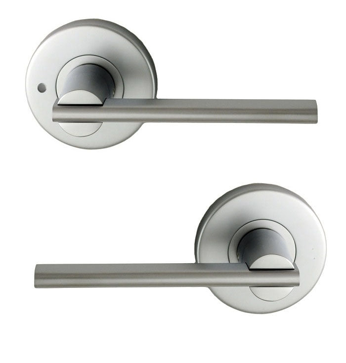 NIDUS DOOR HANDLE MEDITERRANEAN METRO PRIVACY LEVER SET SATIN CHROME