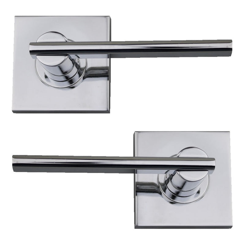 NIDUS DOOR HANDLE MEDITERRANEAN METRO SQUARE PASSAGE LEVER SET POLISHED CHROME