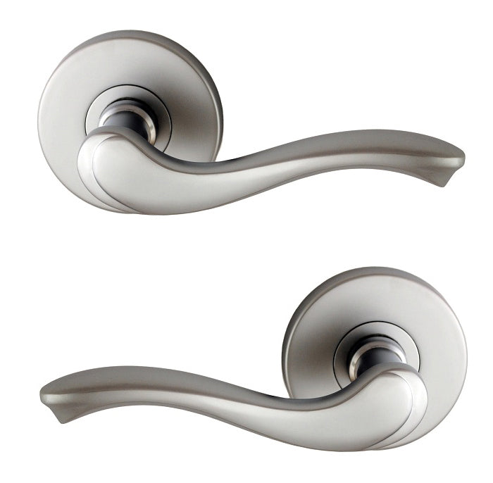 NIDUS DOOR HANDLE MEDITERRANEAN ROMA PASSAGE LEVER SET SATIN CHROME