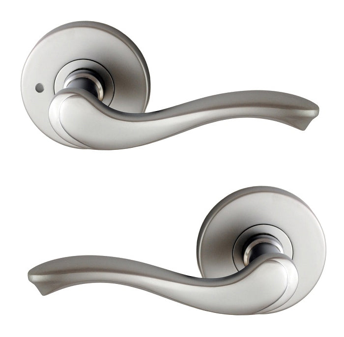 NIDUS DOOR HANDLE MEDITERRANEAN ROMA PRIVACY LEVER SET SATIN CHROME