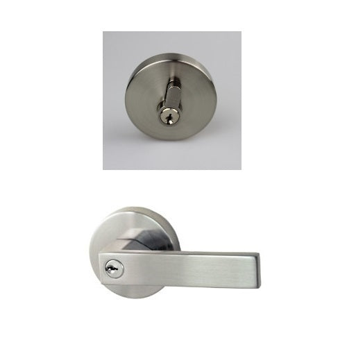 NIDUS DOOR HANDLE LONSDALE COMBO ENTRANCE LEVER SET EUROBOLT ROUND BRUSH NICKEL