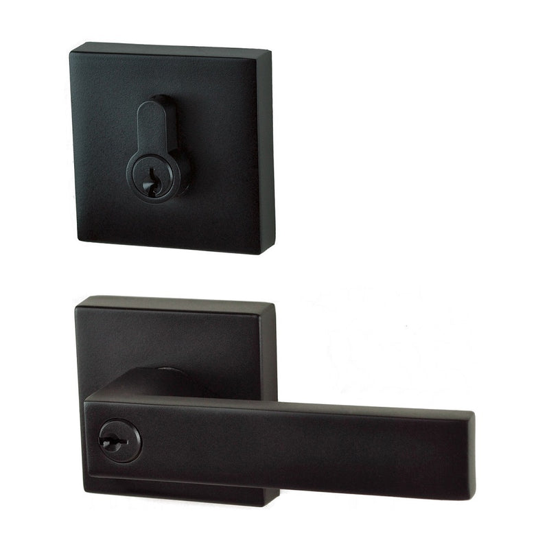 NIDUS DOOR HANDLE LONSDALE COMBO ENTRANCE LEVER SET EUROBOLT SQUARE MATT BLACK