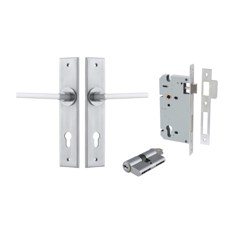 IVER BALTIMORE DOOR LEVER HANDLE ON CHAMFERED BACKPLATE - AVAILABLE IN VARIOUS FINISHES