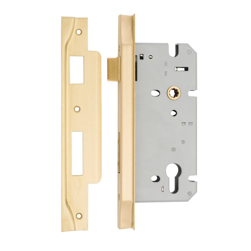 IVER 85MM REBATED EURO MORTICE LOCK - AVAILABLE IN VARIOUS FINISHES AND SIZES