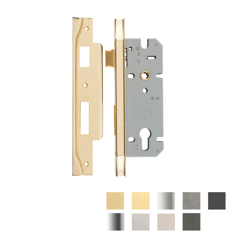 IVER 85MM REBATED EURO MORTICE LOCK - AVAILABLE IN VARIOUS FINISHES AND SIZES