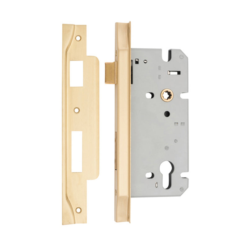 IVER 85MM REBATED EURO MORTICE LOCK - AVAILABLE IN VARIOUS FINISHES AND SIZES